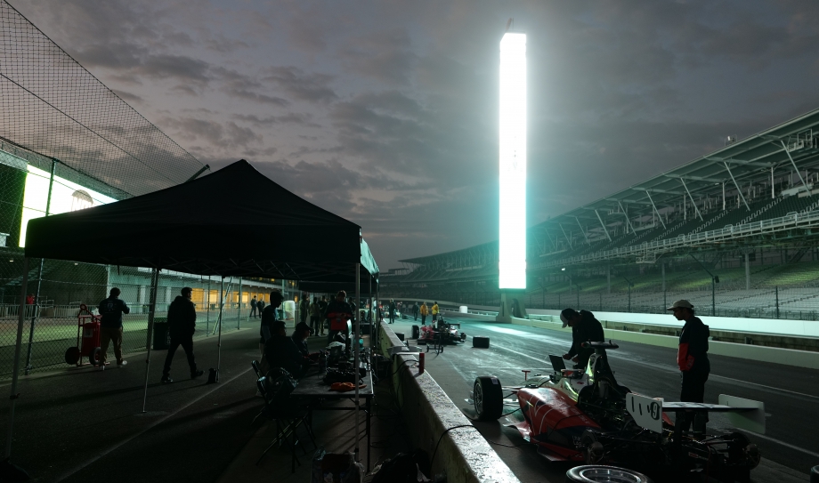 the UVA team at the racetrack in the early morning