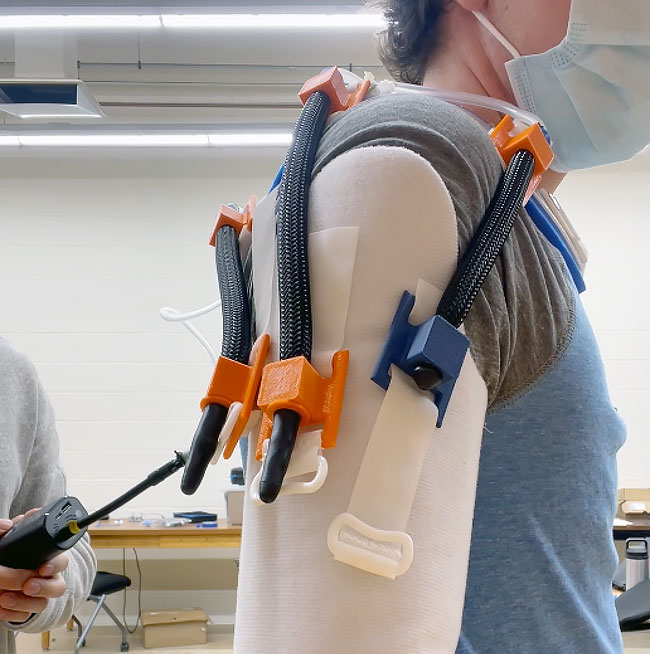 Students test an early prototype of the assistive technology.