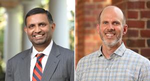 Side-by-side portraits of Venkat Lakshmi (left) and Jonathan Goodal