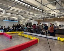 the 1/10 scale model race track in Link Lab arena